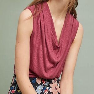 Anthropologie AKEMI+KIN Berry Sleeveless Drape Neck Tank Top